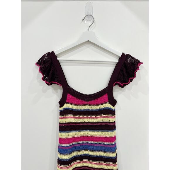 Zara Long Multicolored Crochet Dress - Picture 3 of 9